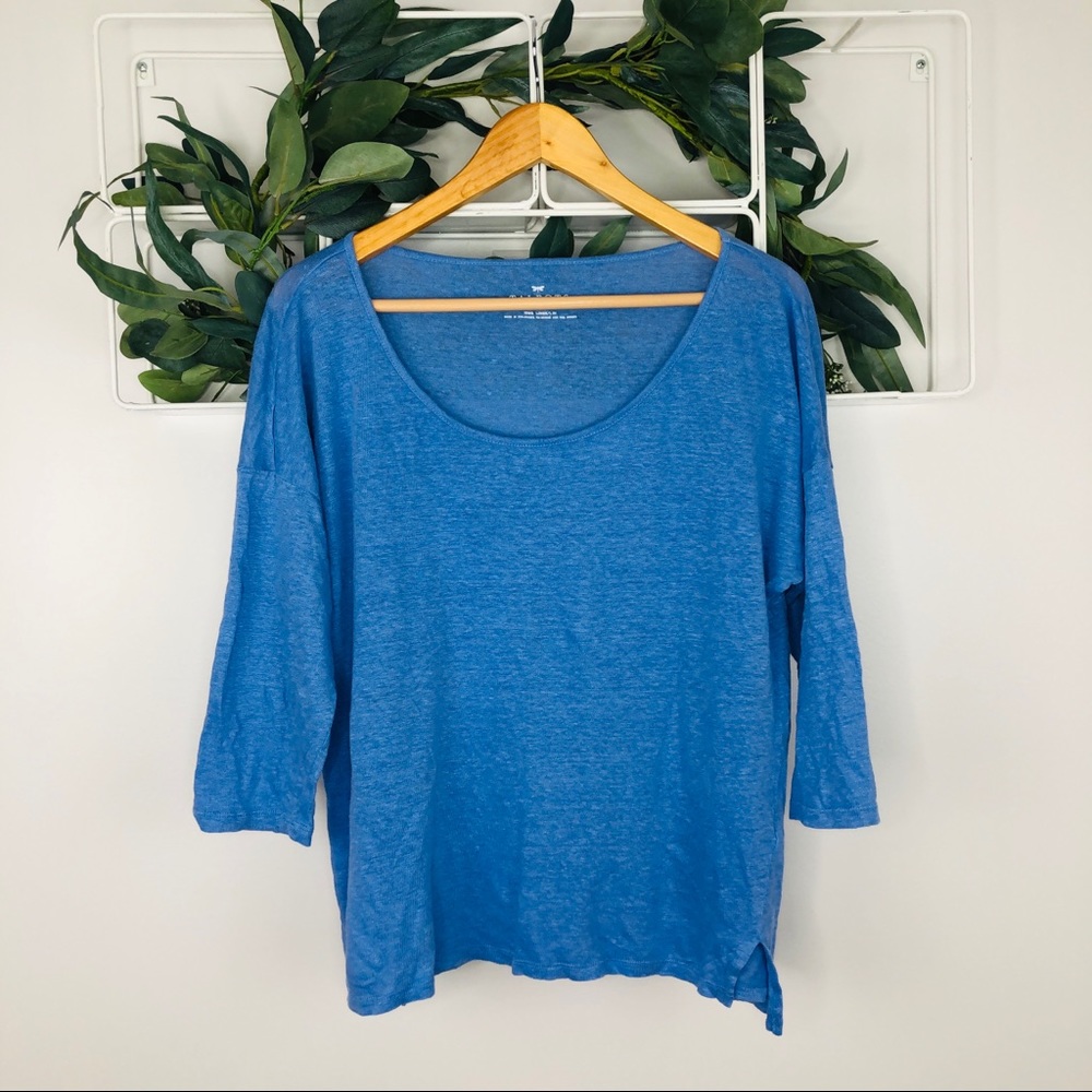 SALE **5 for $25** Talbots Blue 3/4 Sleeve Linen Top